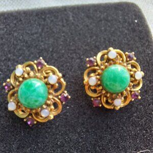Earrings vintage  amazite  gemstone  natural